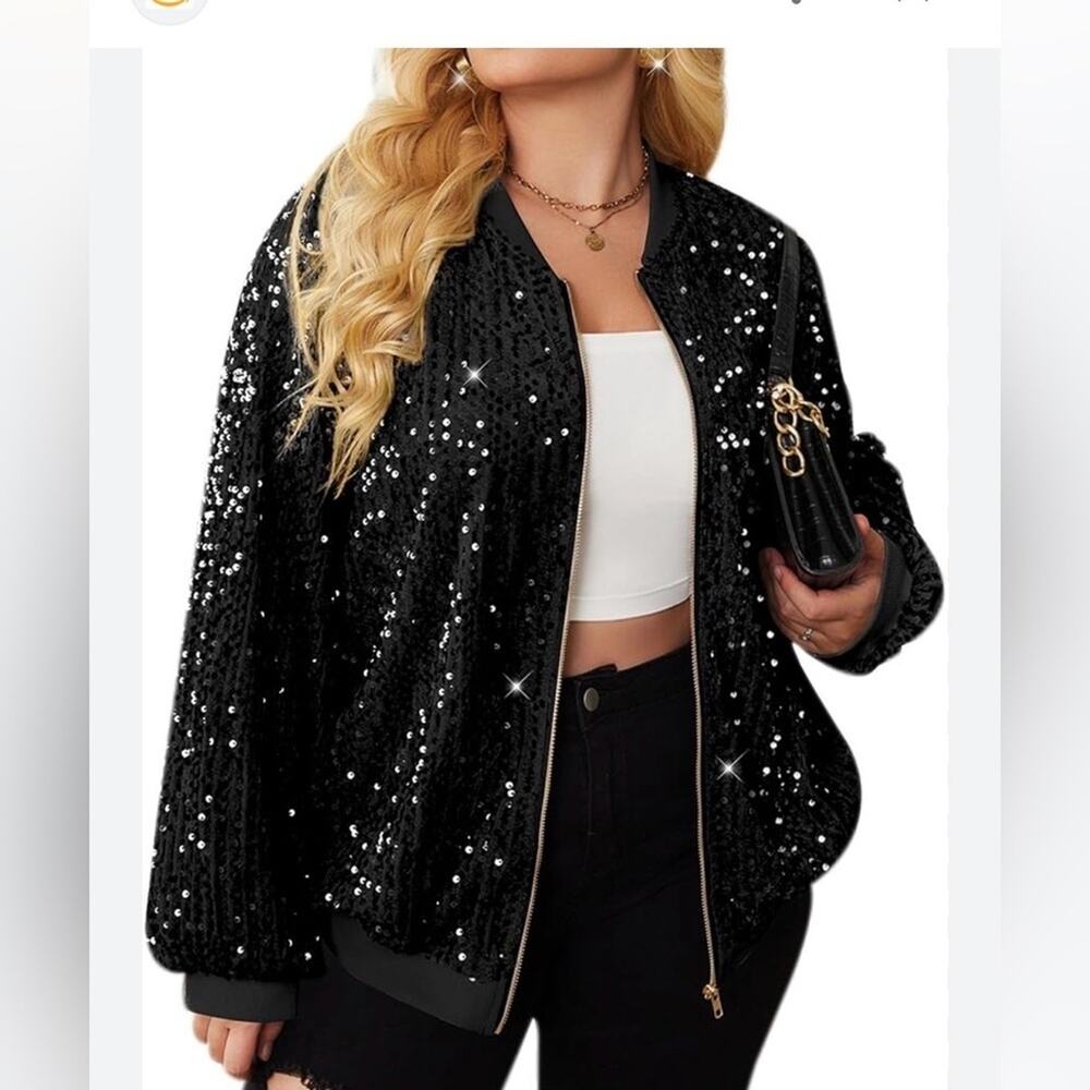 Eight Sixty Deep Navy Sequin Bomber Jacket, Size M (can fit a Large!) Clubbing M